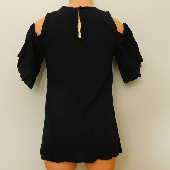 A130 Michael Kors Flounce-Sleeve Cold-Shoulder Top - Picture 2 of 2